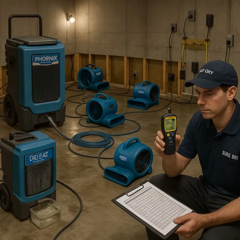 Structural Drying and Dehumidification process in Lamar, AR